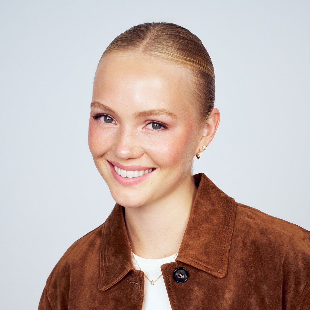 18k Gold Plated White Zirconia Astri Creolo Earrings SJ-E2704-CZ-YG