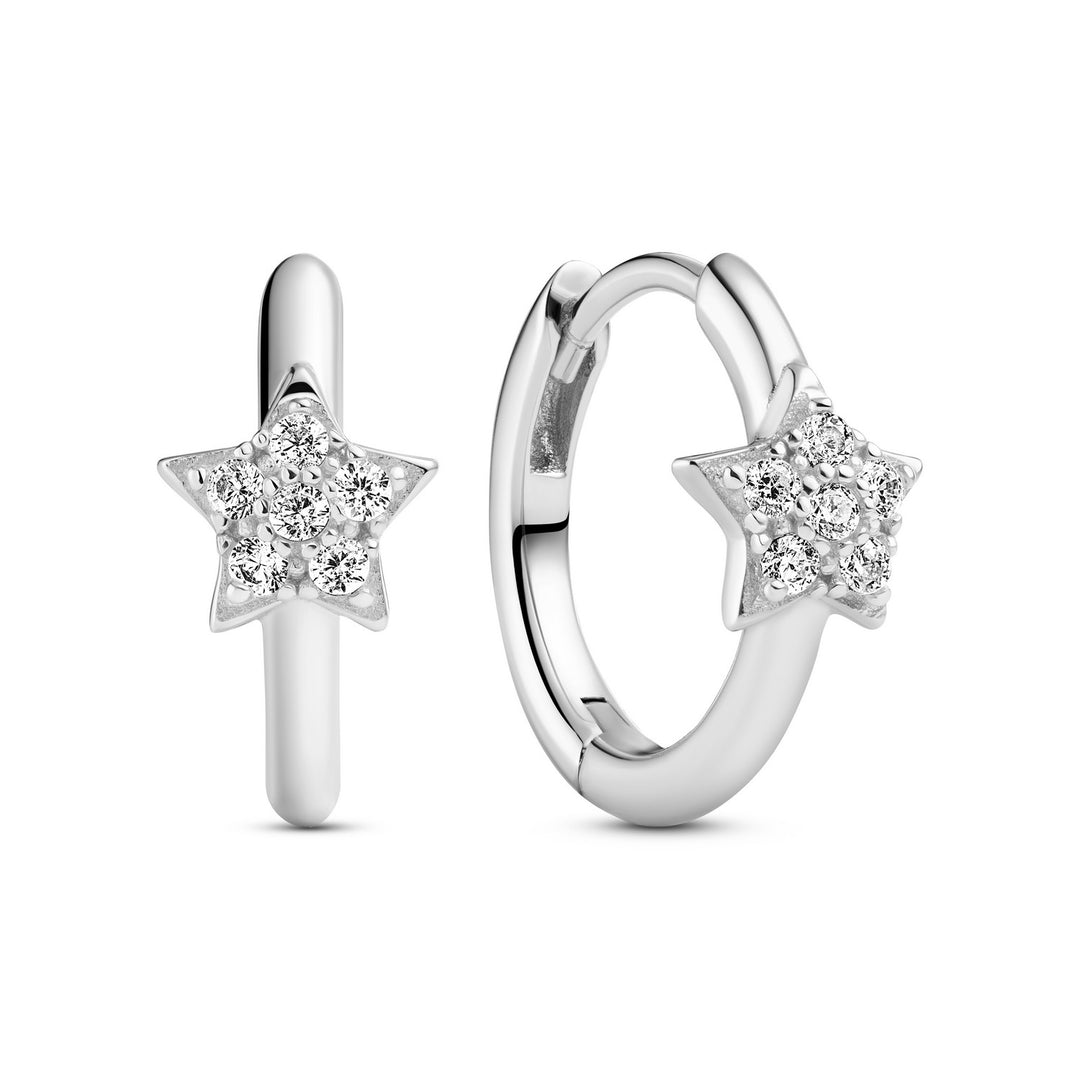 Sterling Silver White Zirconia Astri Creolo Earrings SJ-E2704-CZ