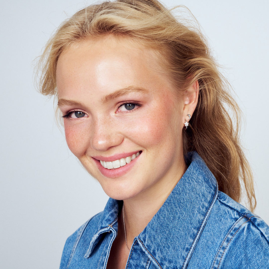 Sterling Silver White Zirconia Astri Creolo Earrings SJ-E2704-CZ