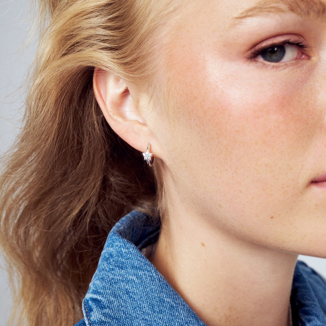 Sterling Silver White Zirconia Astri Creolo Earrings SJ-E2704-CZ