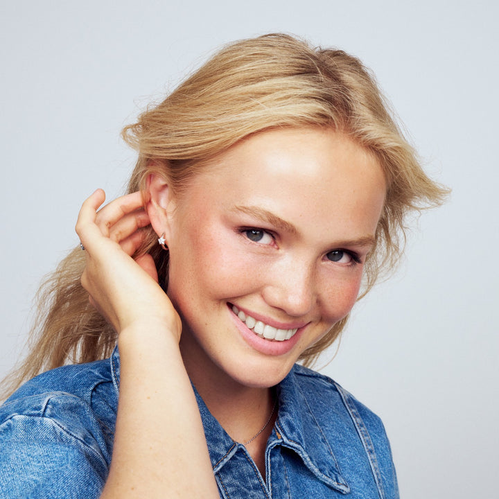 Sterling Silver White Zirconia Astri Creolo Earrings SJ-E2704-CZ