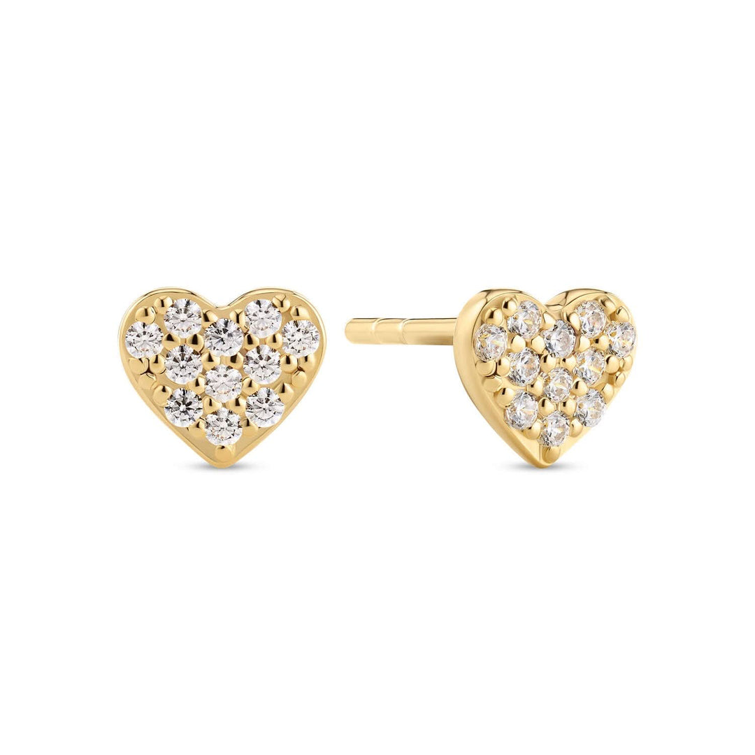 18K Gold Plated White Zirconia Cuore Earrings SJ-E2705-CZ-YG