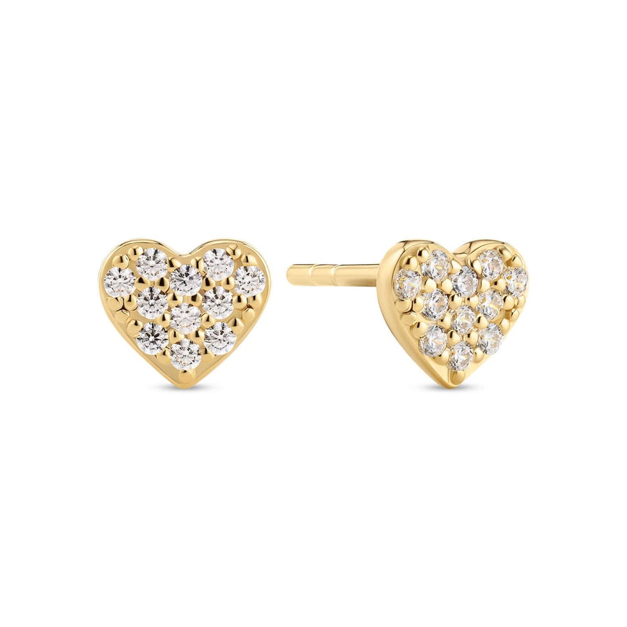 18K Gold Plated White Zirconia Cuore Earrings SJ-E2705-CZ-YG