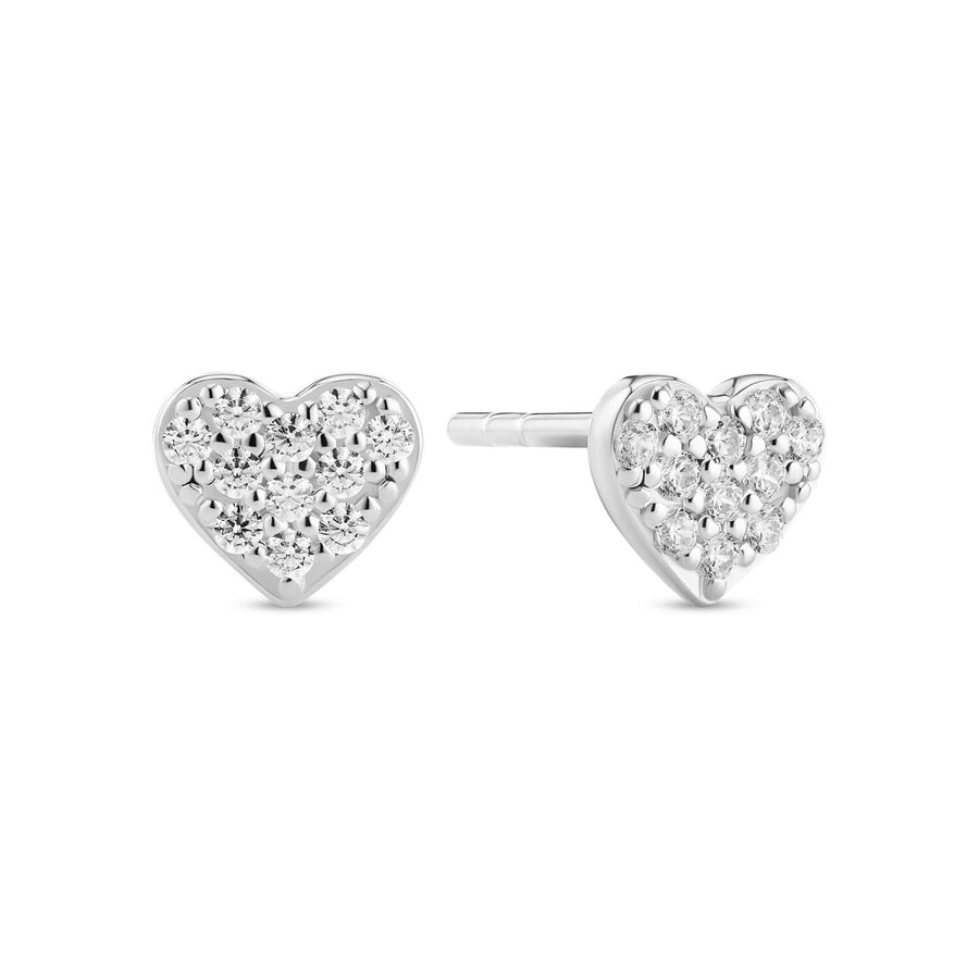 Sterling Silver White Zirconia Cuore Earrings SJ-E2705-CZ