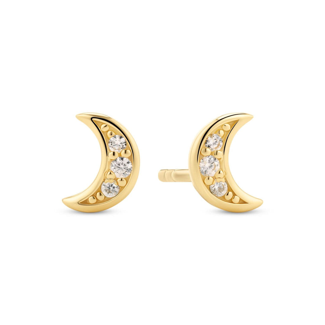 18K Gold Plated White Zirconia Luna Earrings SJ-E2707-CZ-YG