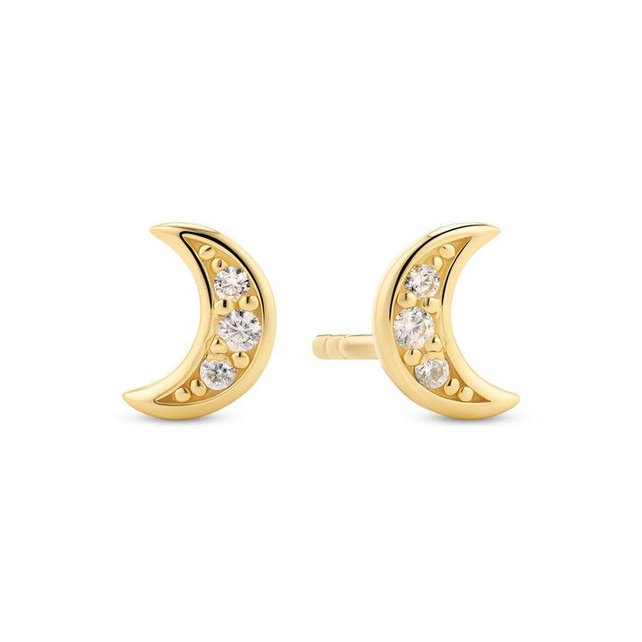 18K Gold Plated White Zirconia Luna Earrings SJ-E2707-CZ-YG