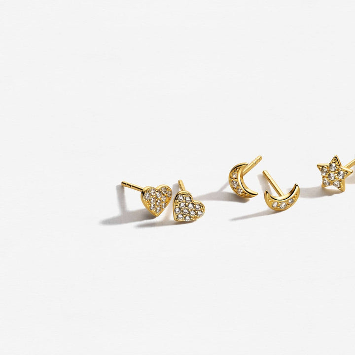 18K Gold Plated White Zirconia Luna Earrings SJ-E2707-CZ-YG