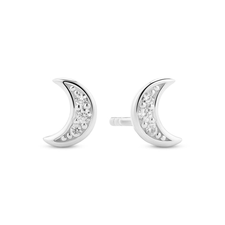 Sterling Silver White Zirconia Luna Earrings SJ-E2707-CZ