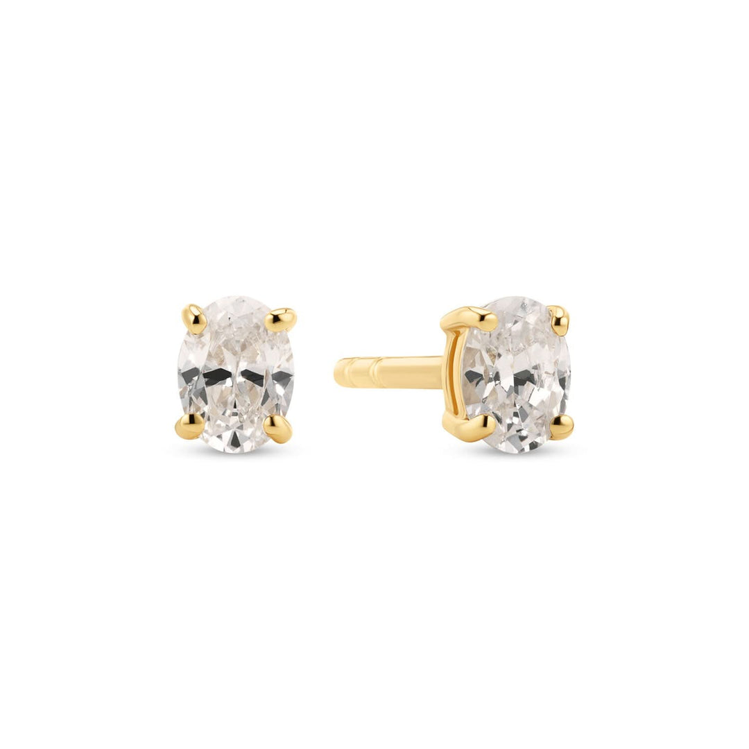18K Gold Plated White Zirconia Ovale Earrings SJ-E2744-CZ-YG