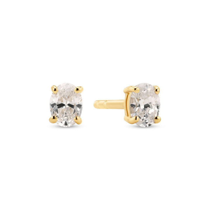 18K Gold Plated White Zirconia Ovale Earrings SJ-E2744-CZ-YG