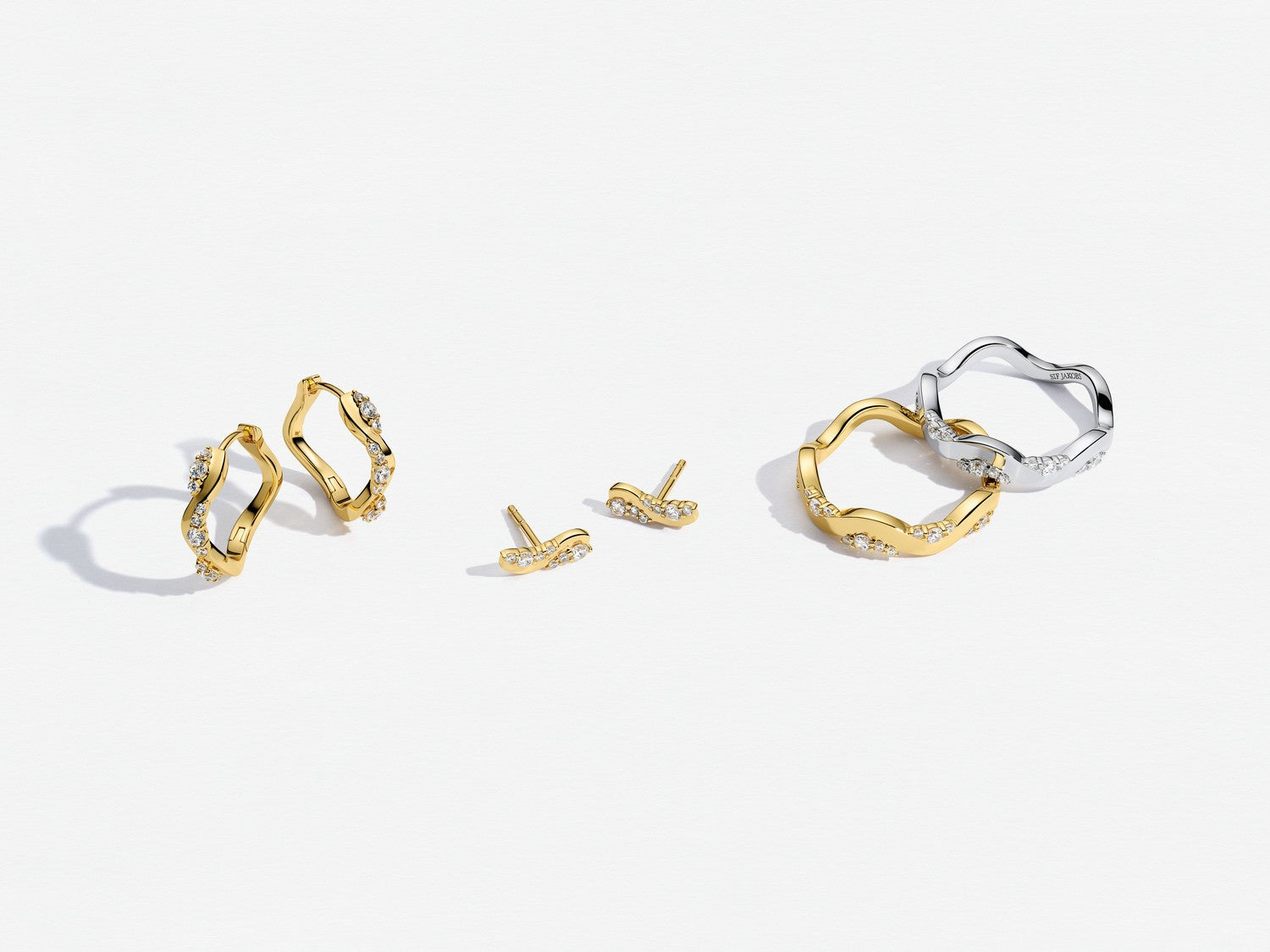Sif Jakobs 18k Gold Plated Ellera Waves Altro Creolo Earrings SJ-E2762-CZ-YG
