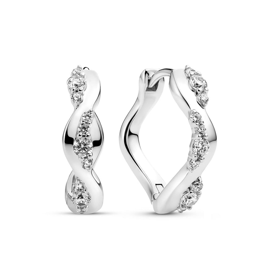 Sif Jakobs 925 Sterling Silver Ellera Waves Altro Creolo Earrings SJ-E2762-CZ