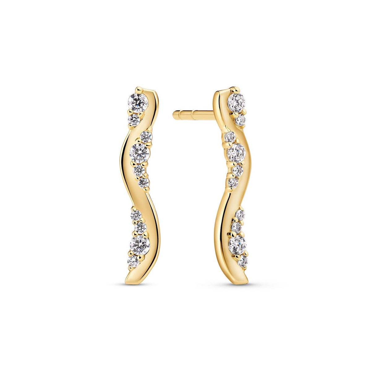 Sif Jakobs 18k Gold Plated Ellera Waves Altro Lungo Earrings SJ-E2763-CZ-YG