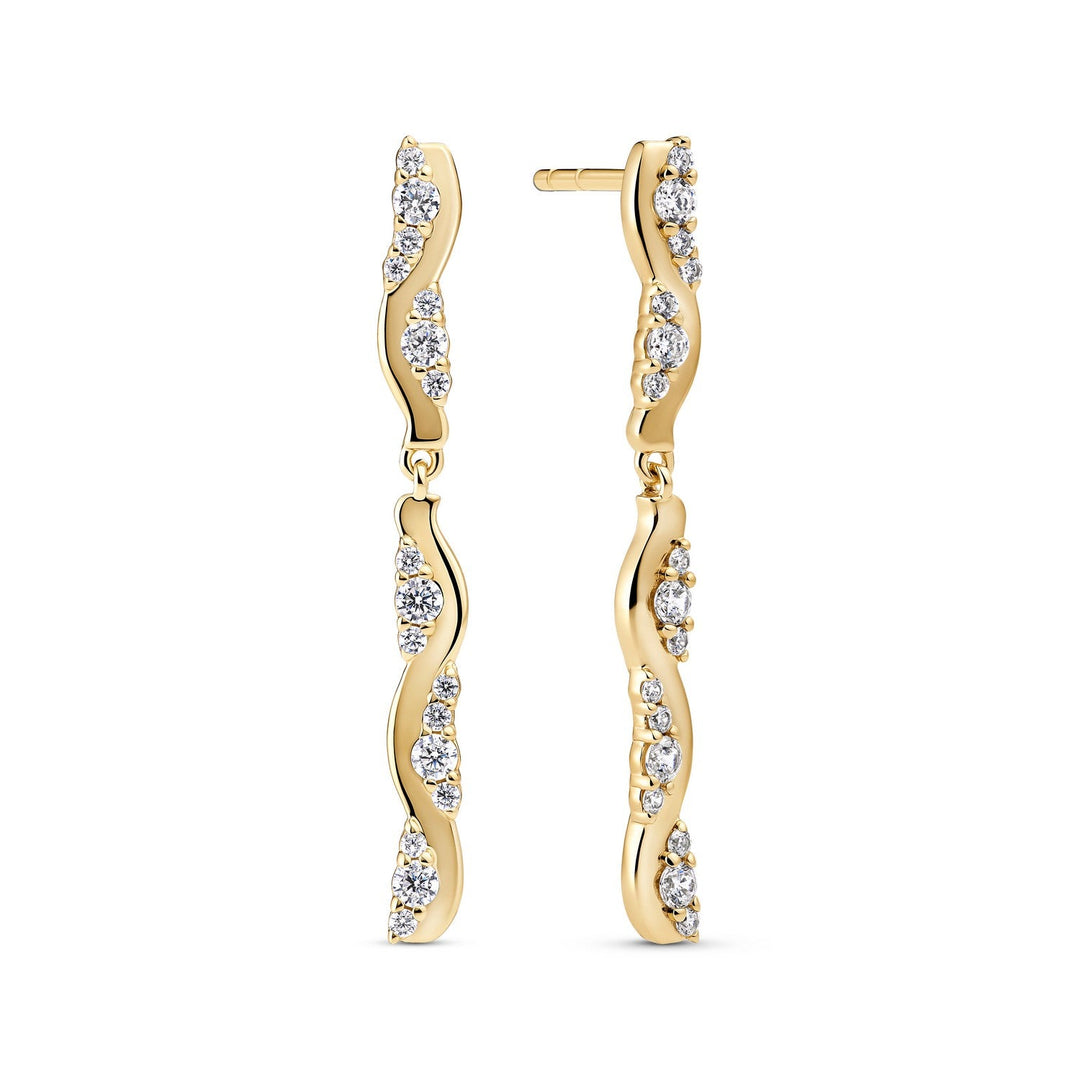 Sif Jakobs 18k Gold Plated Ellera Waves Altro Due Lungo Earrings SJ-E2764-CZ-YG