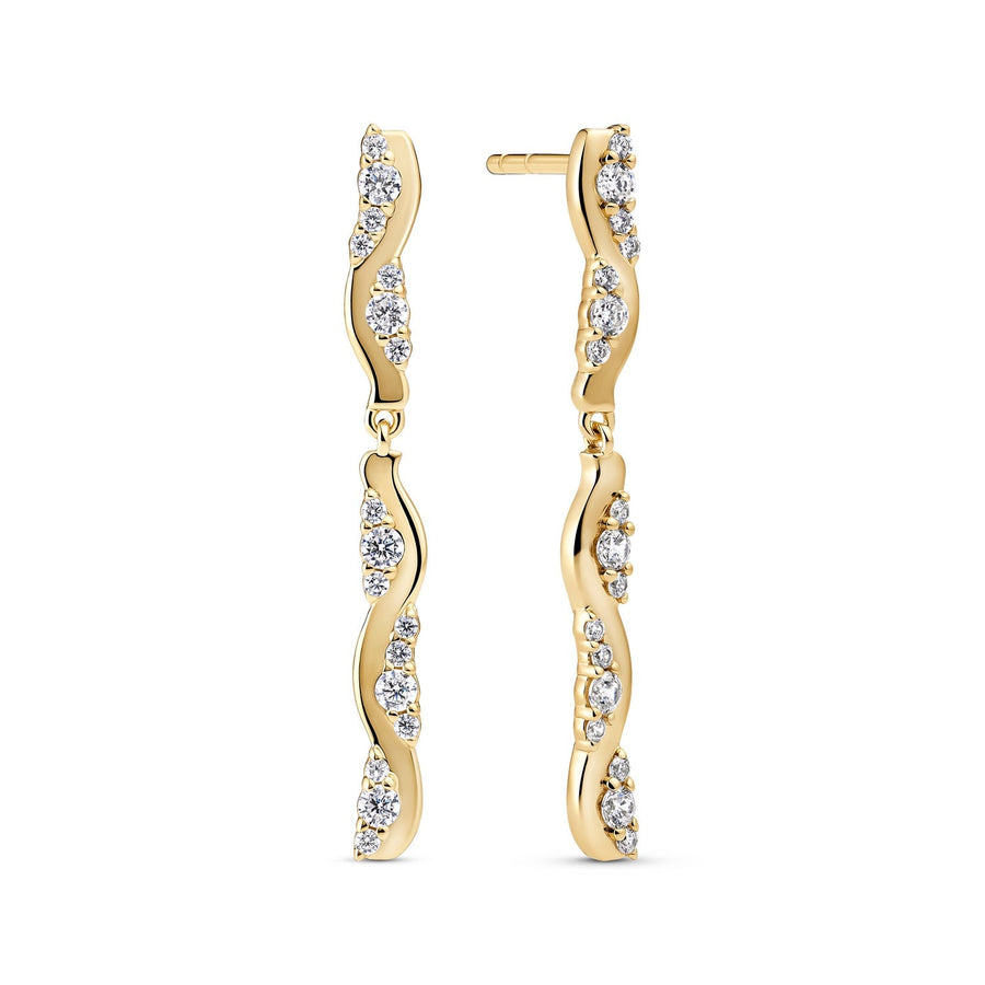 Sif Jakobs 18k Gold Plated Ellera Waves Altro Due Lungo Earrings SJ-E2764-CZ-YG