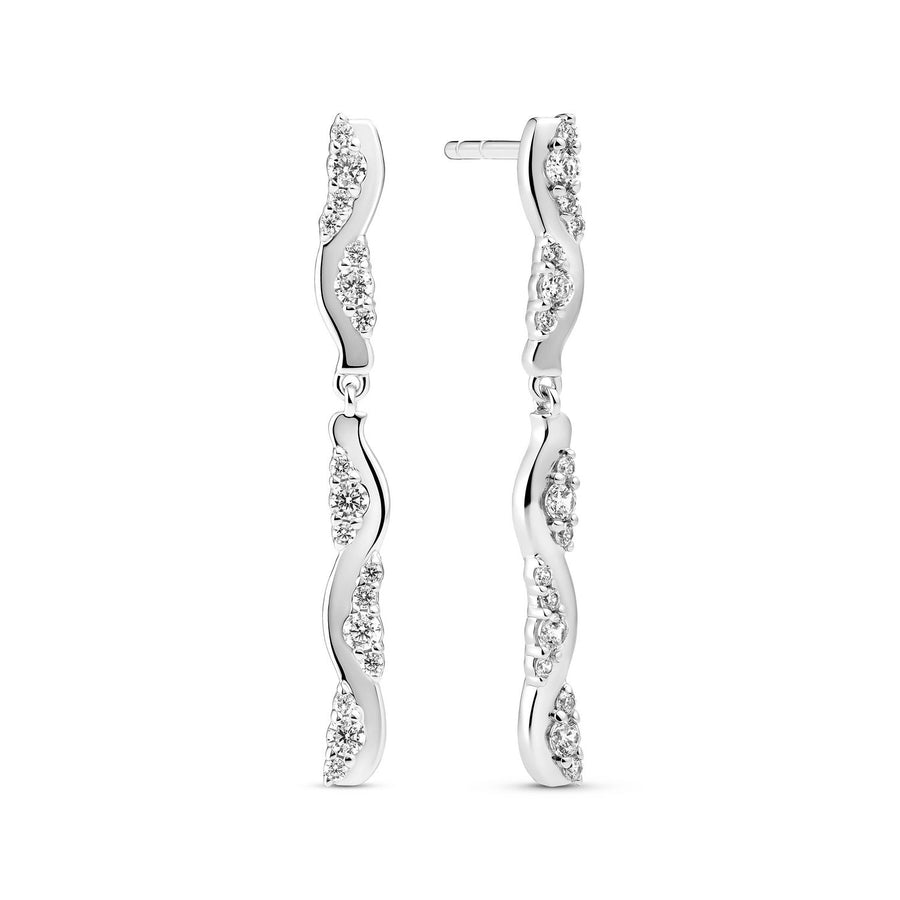 Sif Jakobs 925 Sterling Silver Ellera Waves Altro Due Lungo Earrings SJ-E2764-CZ