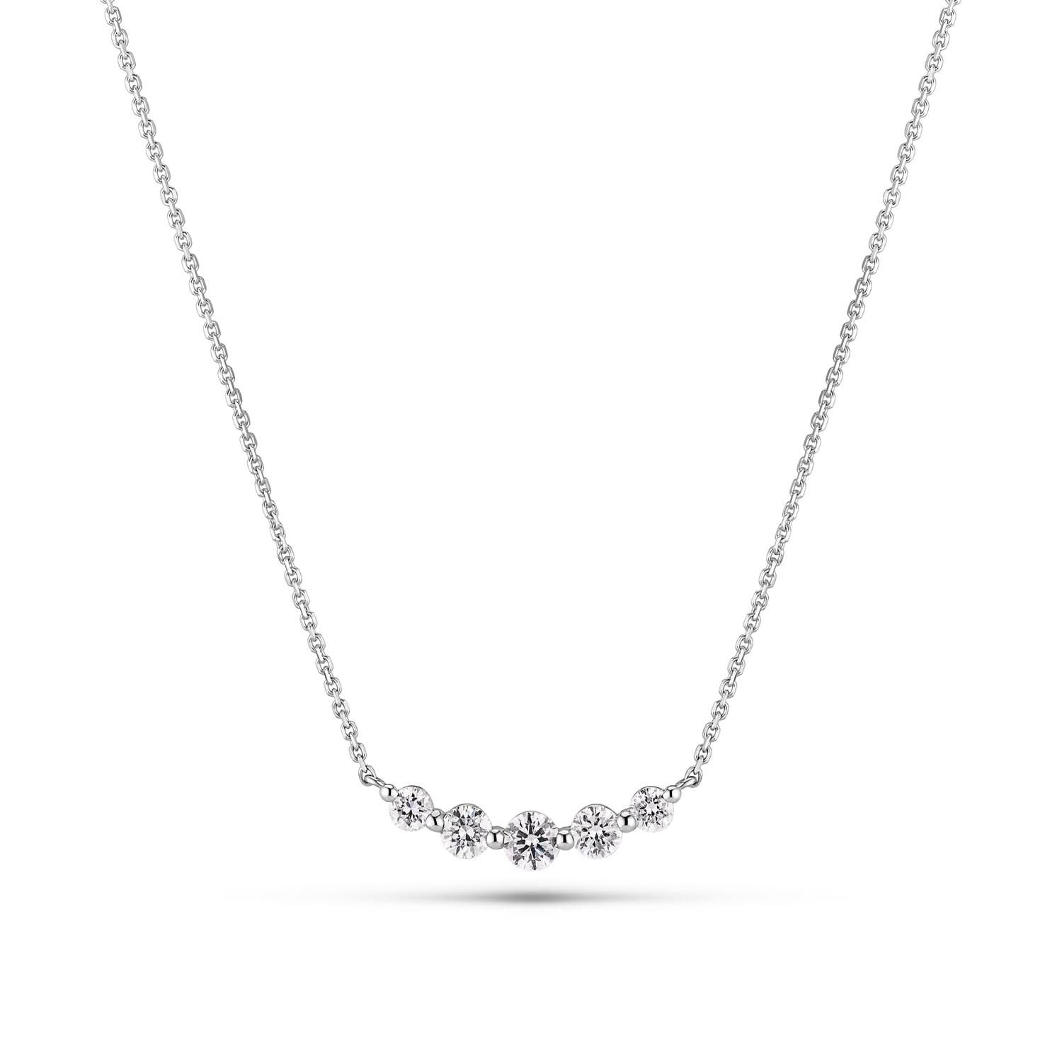 14k White Gold Tiara Piccolo Diamond Necklace SJ-N2518-WD-WG showcasing its exquisite design and radiant lab-grown diamonds.