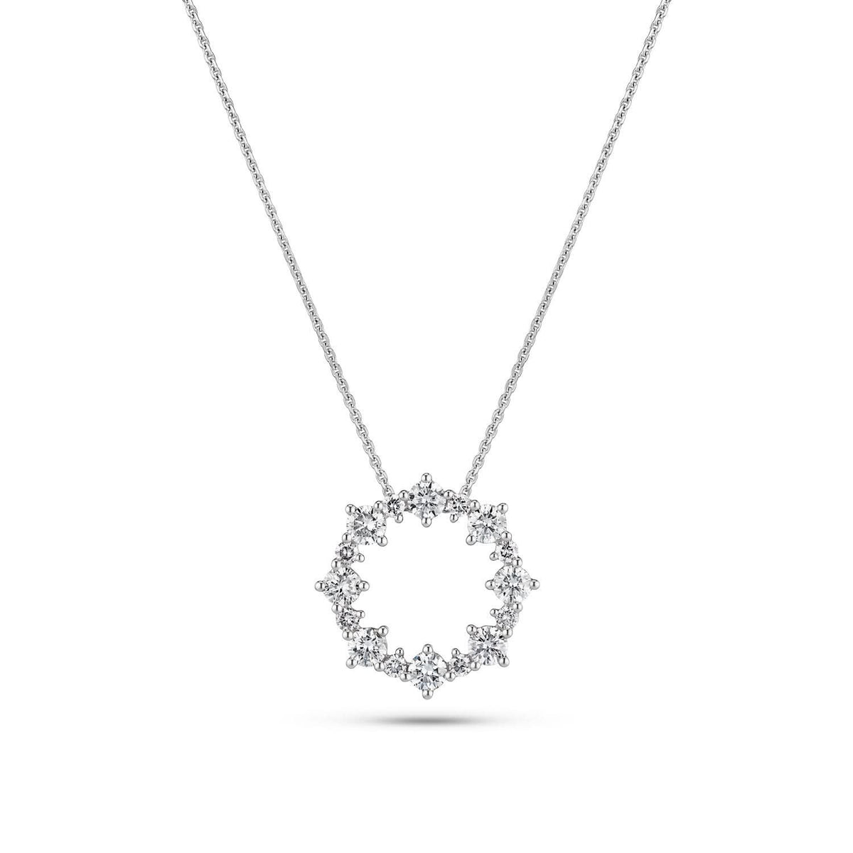14k White Gold Brina Diamond Necklace SJ-N2533-WD-WG, featuring a stunning design adorned with 0.81 ct round brilliant cut lab-grown diamonds, embodying luxury and elegance in a sophisticated necklace.