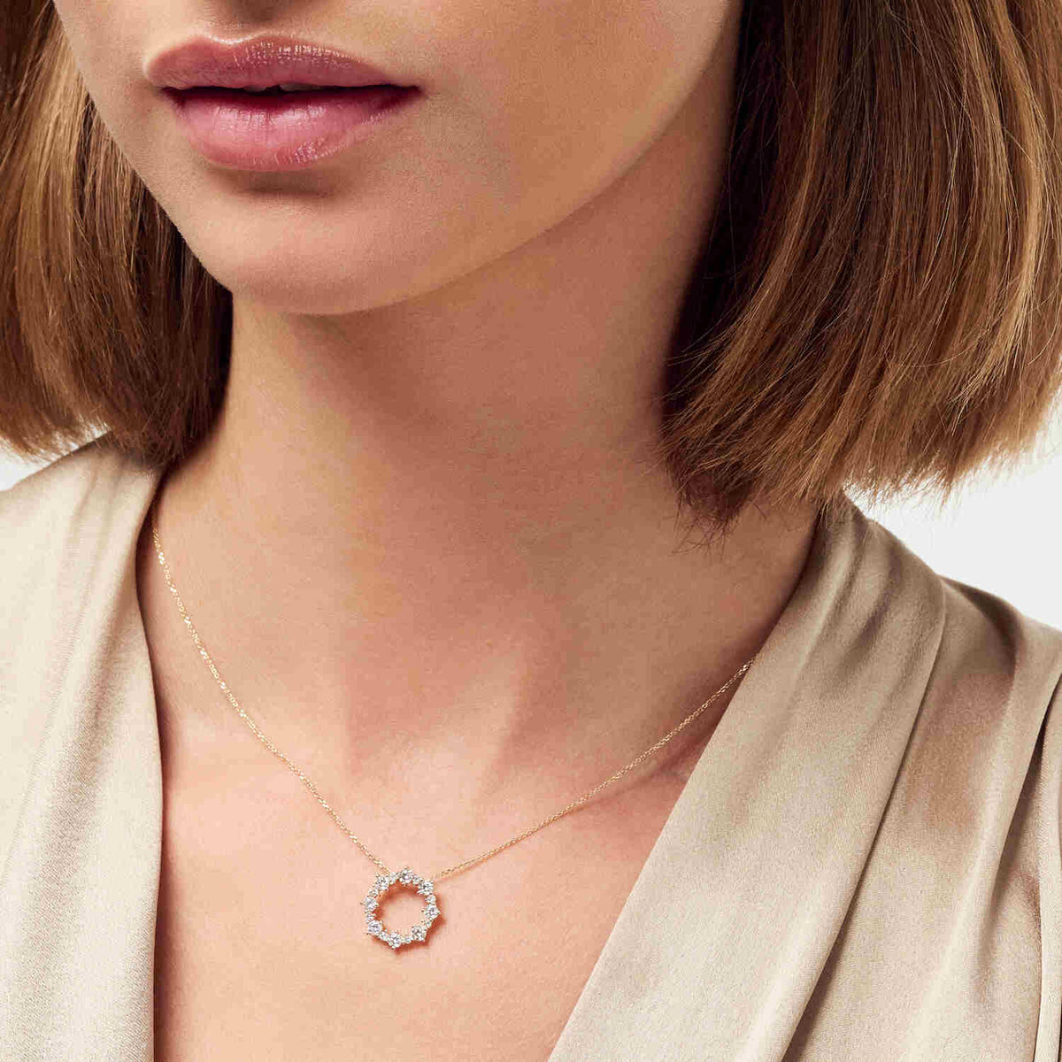Luxury 14k Yellow Gold Brina Diamond Necklace SJ-N2533-WD-YG, featuring a polished finish and adjustable length for versatile styling.