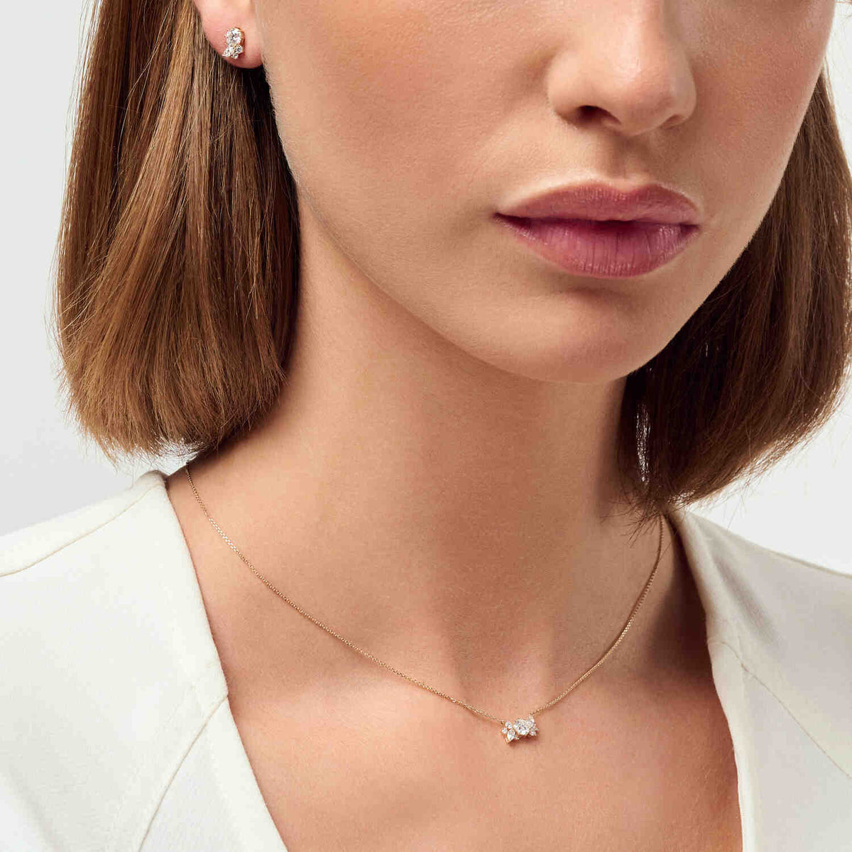 Stylish 14k Yellow Gold Lovere Diamond Necklace SJ-N2550-WD-YG featuring adjustable chain and decorative diamond motif.
