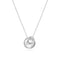 Silver necklace with a double-circle pendant on a white background