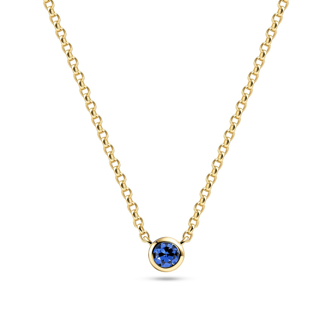 18k Gold Plated Blue Zirconia Sarzana Uno Necklace SJ-N2632-BL-YG
