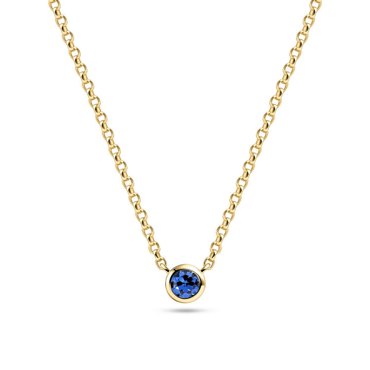 18k Gold Plated Blue Zirconia Sarzana Uno Necklace SJ-N2632-BL-YG