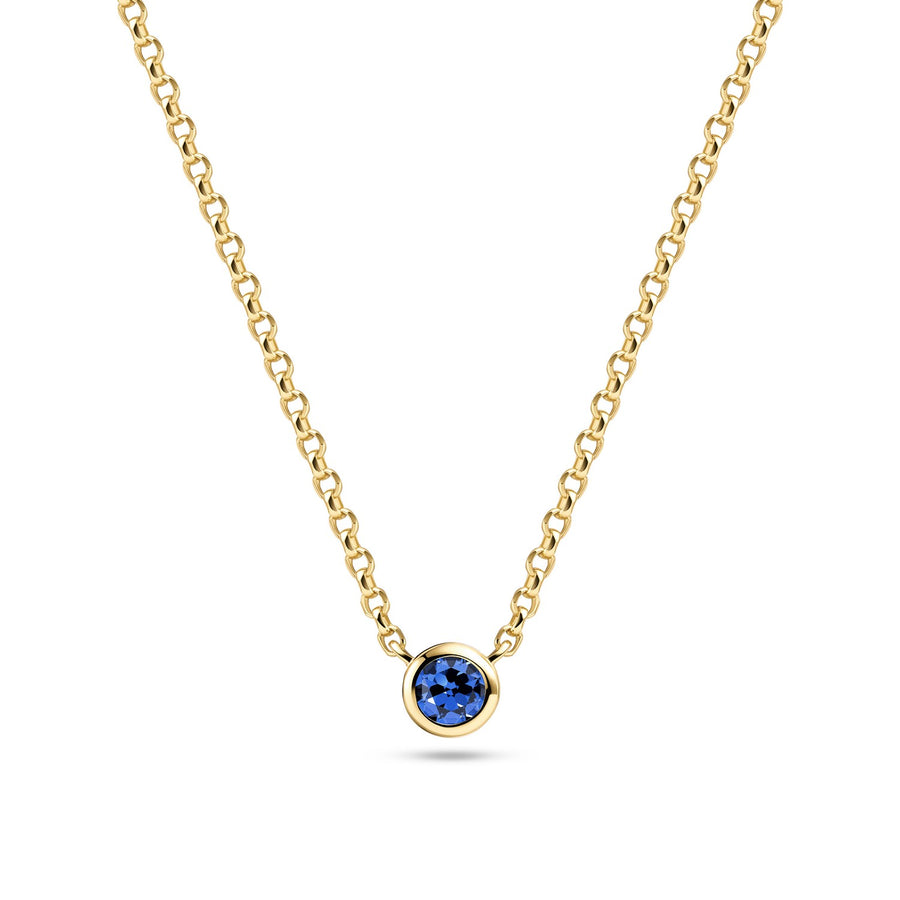 18k Gold Plated Blue Zirconia Sarzana Uno Necklace SJ-N2632-BL-YG