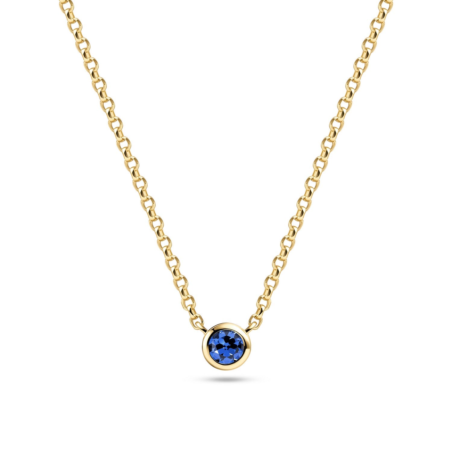 18k Gold Plated Blue Zirconia Sarzana Uno Necklace SJ-N2632-BL-YG