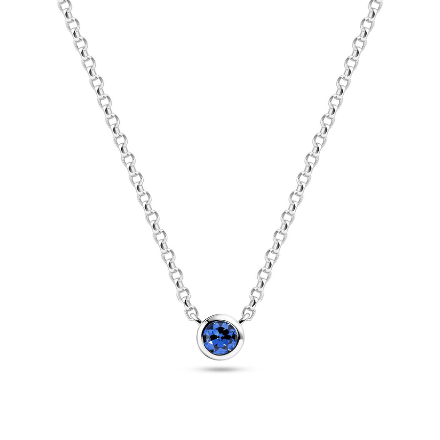 Sterling Silver Blue Zirconia Sarzana Uno Necklace SJ-N2632-BL