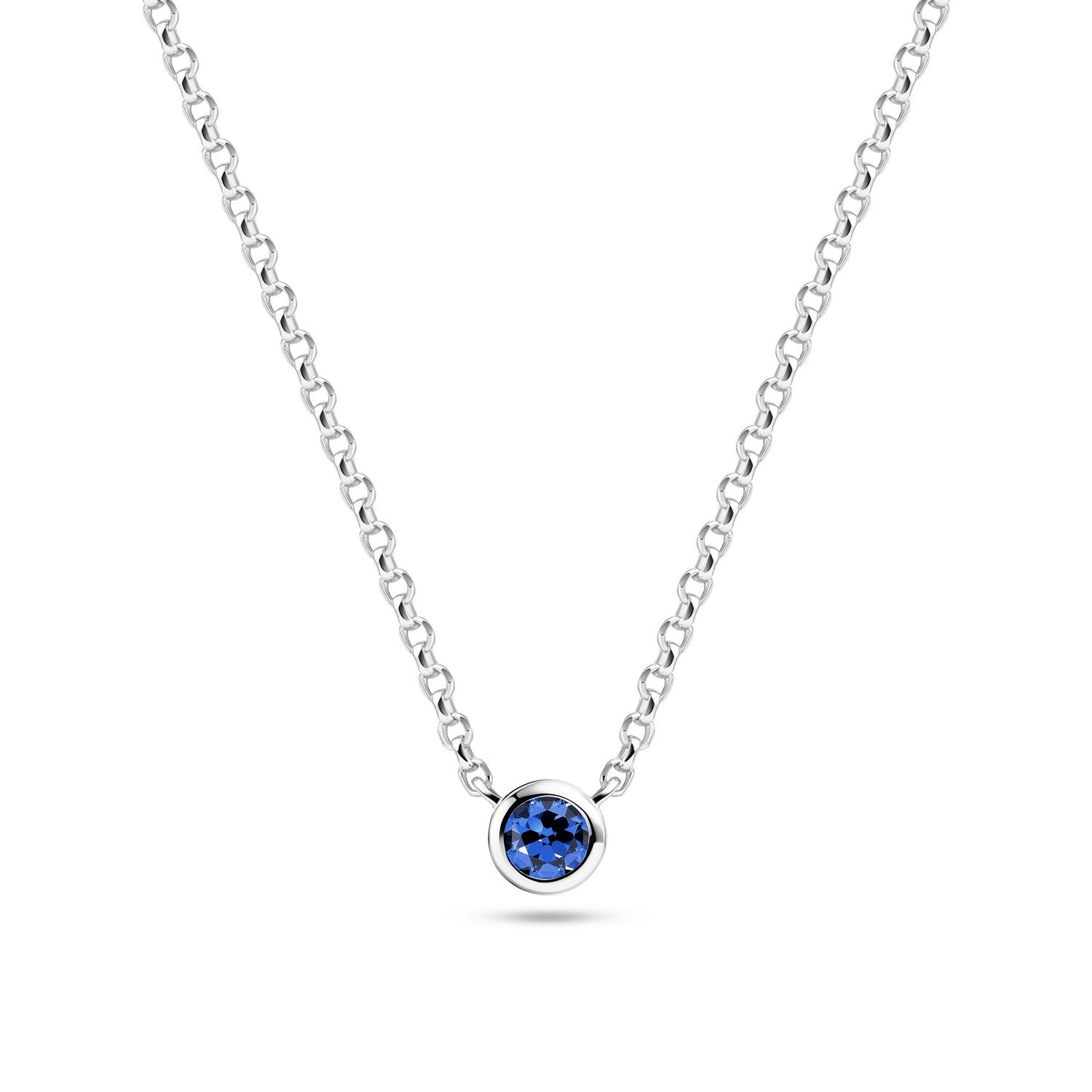 Sterling Silver Blue Zirconia Sarzana Uno Necklace SJ-N2632-BL