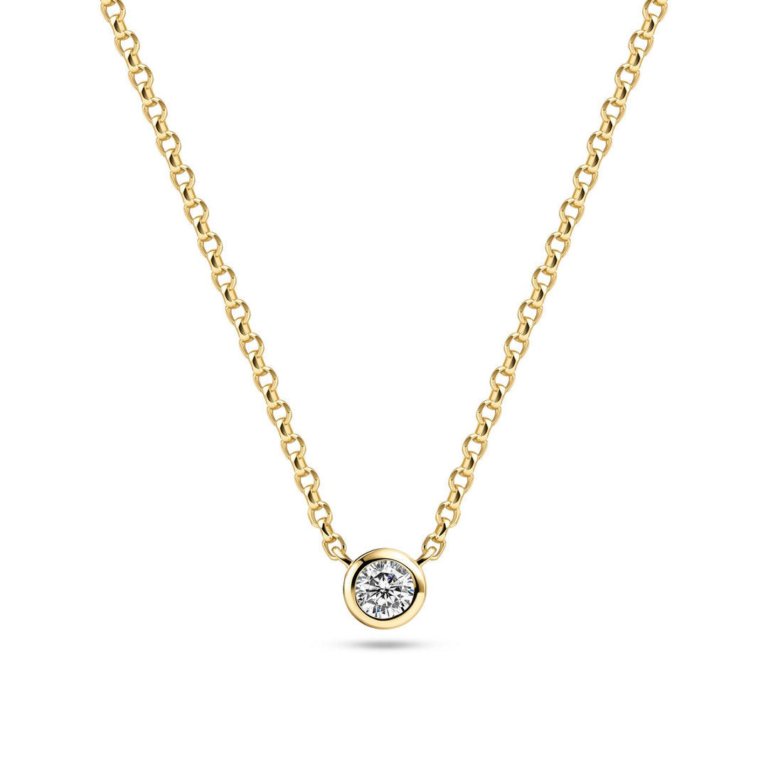 18k Gold Plated White Zirconia Sarzana Uno Necklace SJ-N2632-CZ-YG
