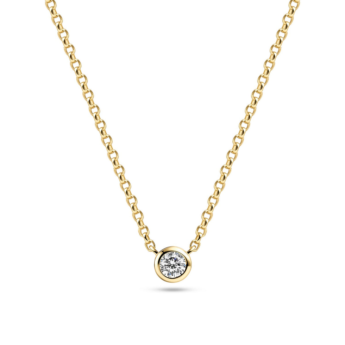 18k Gold Plated White Zirconia Sarzana Uno Necklace SJ-N2632-CZ-YG