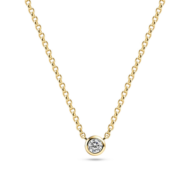 18k Gold Plated White Zirconia Sarzana Uno Necklace SJ-N2632-CZ-YG