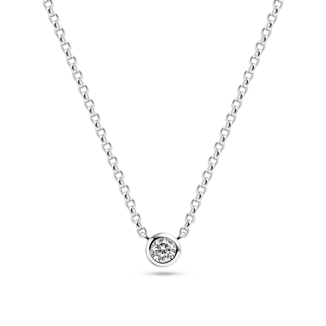 Sterling Silver White Zirconia Sarzana Uno Necklace SJ-N2632-CZ