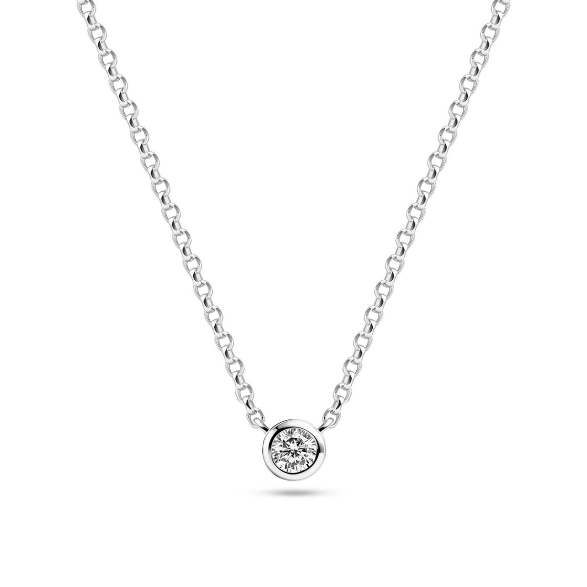 Sterling Silver White Zirconia Sarzana Uno Necklace SJ-N2632-CZ
