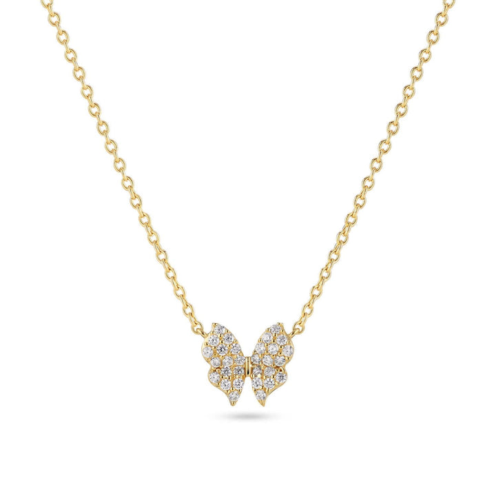 18K Gold Plated White Zirconia Farfalla Necklace SJ-N2700-CZ-YG