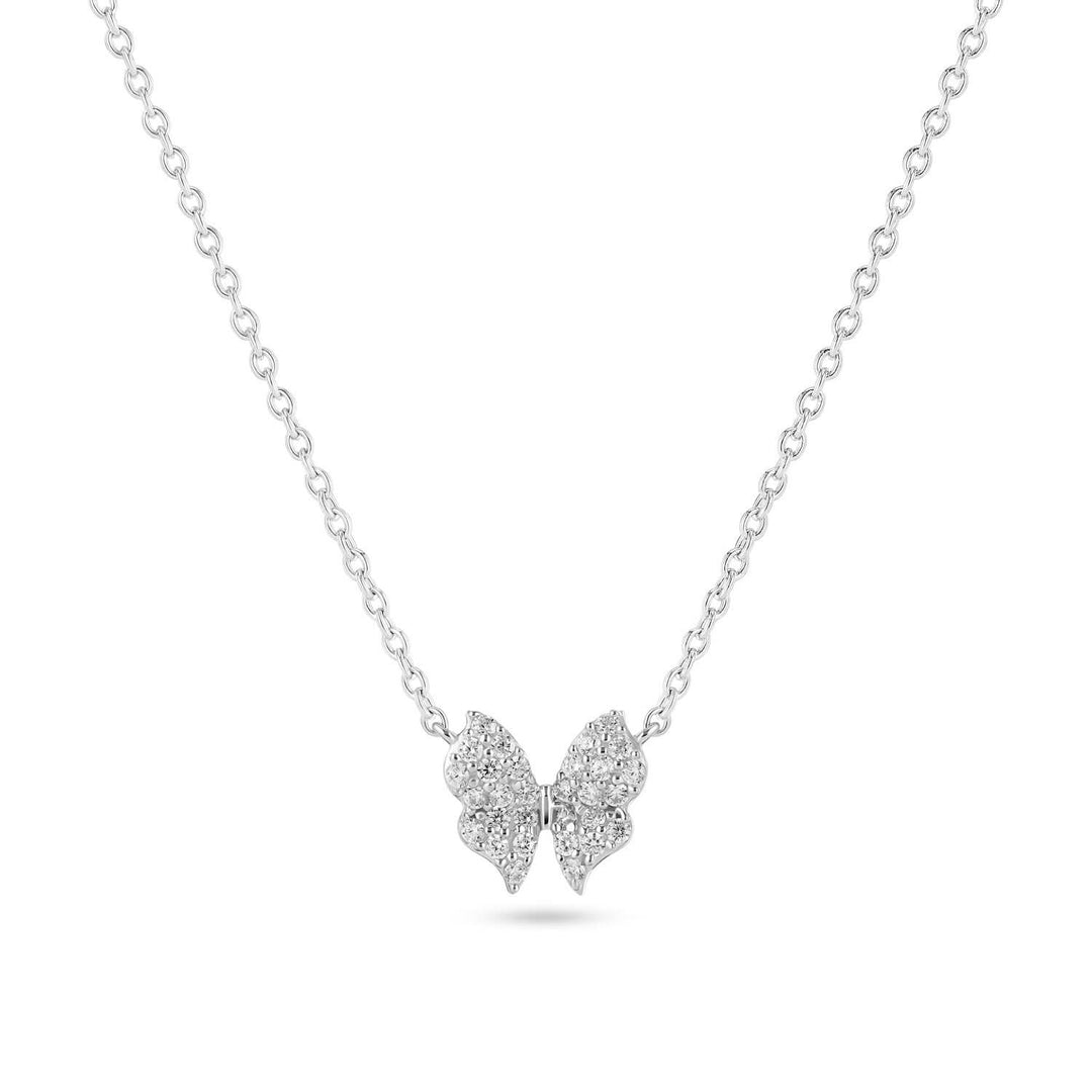 Sterling Silver White Zirconia Farfalla Necklace SJ-N2700-CZ