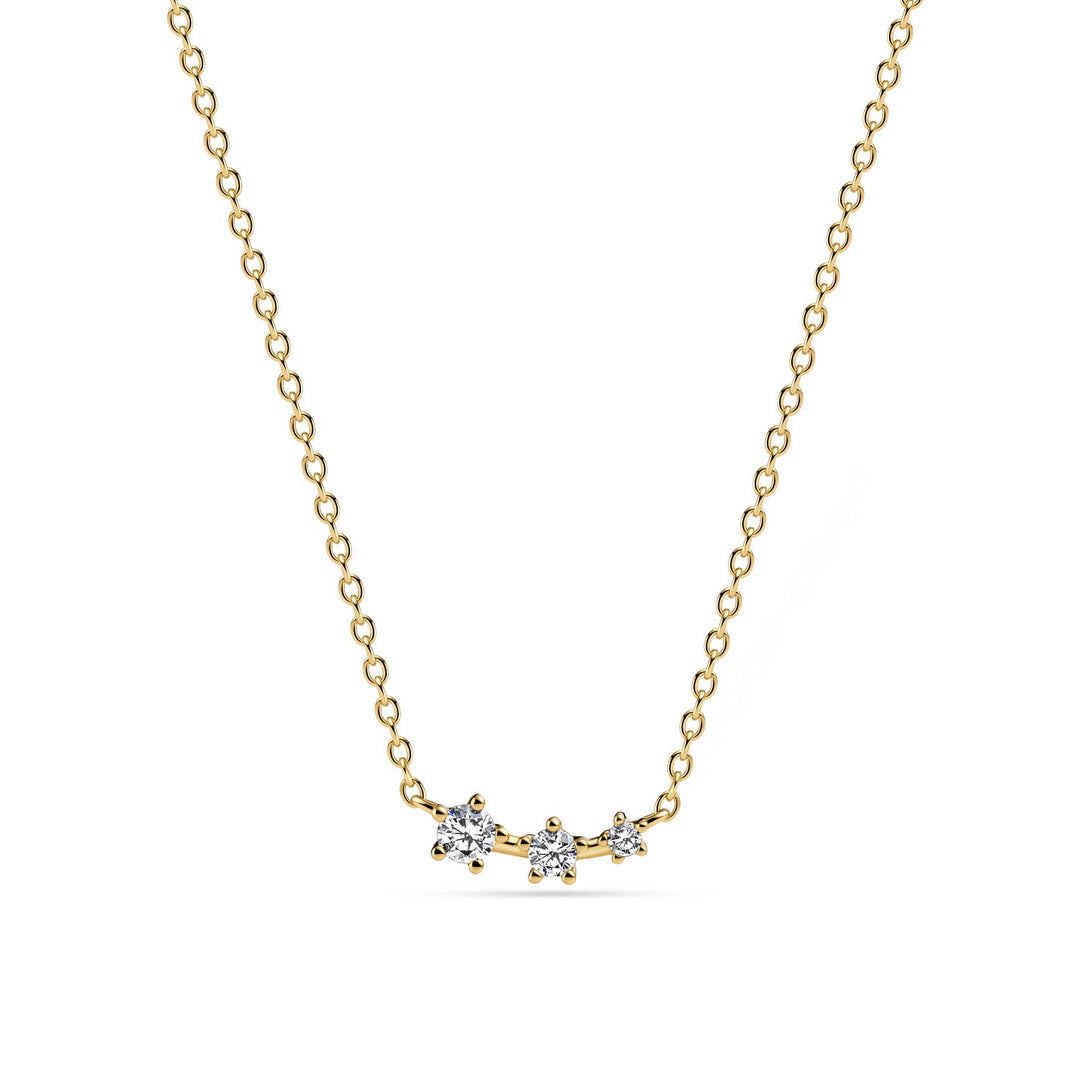 18k Gold Plated White Zirconia Lucente Tre Necklace SJ-N2703-CZ-YG