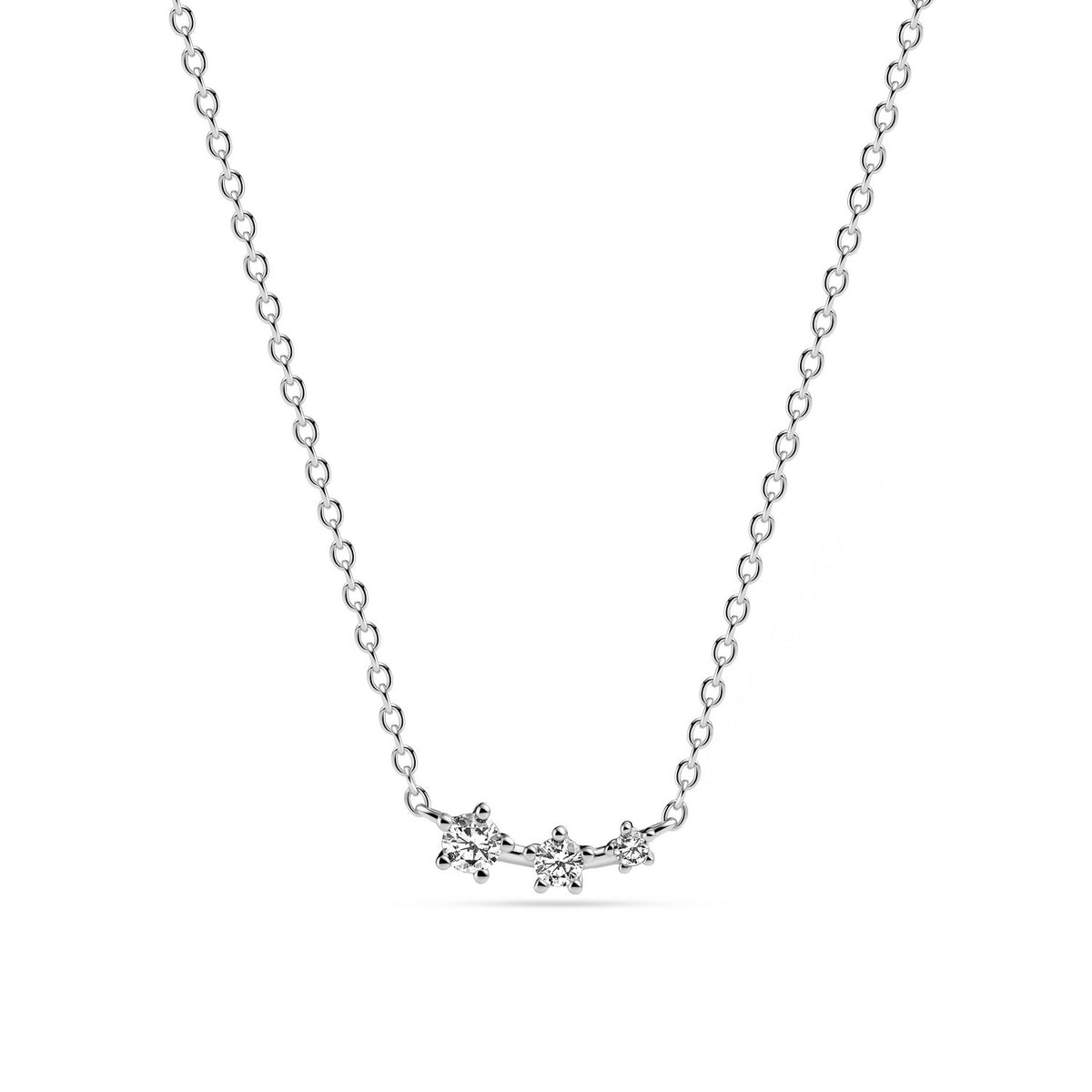 Sterling Silver White Zirconia Lucente Tre Necklace SJ-N2703-CZ