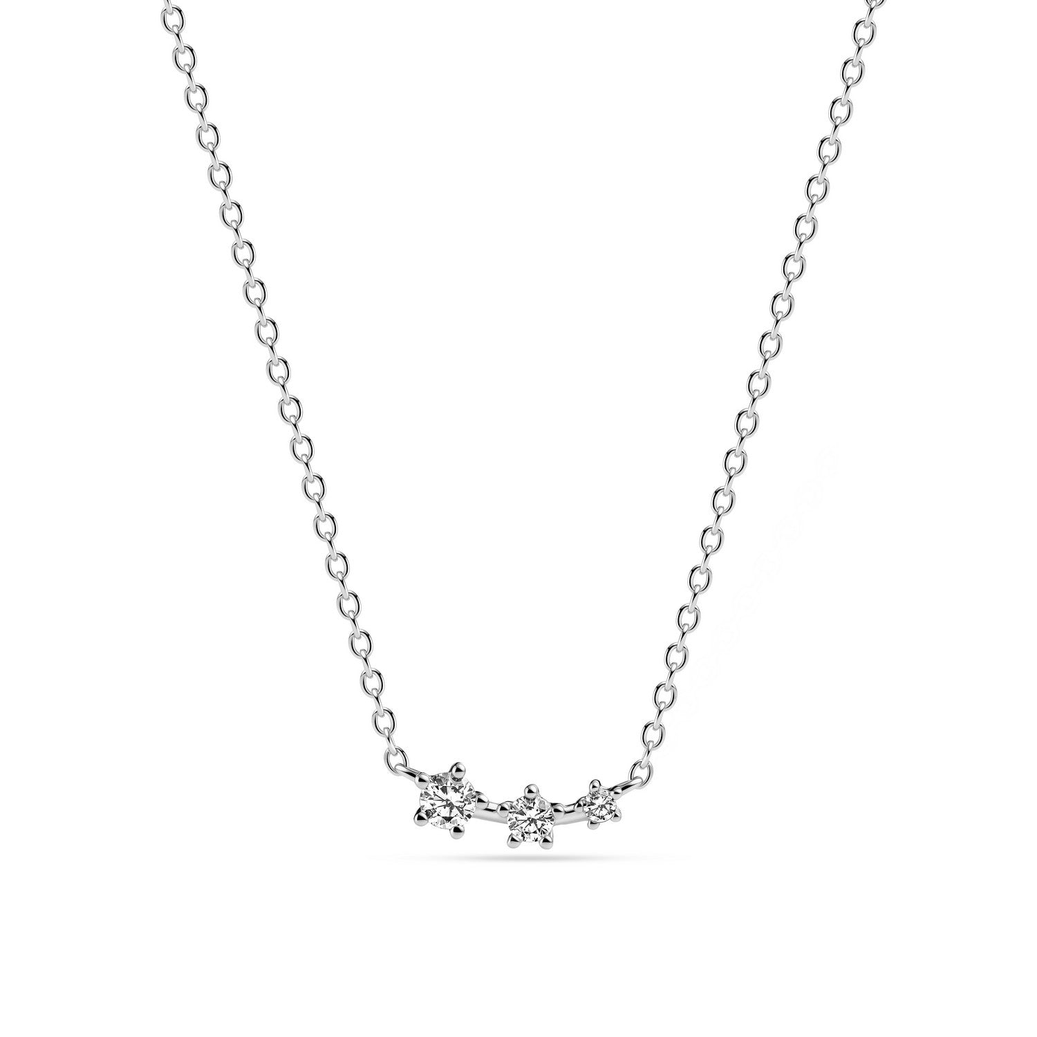 Sterling Silver White Zirconia Lucente Tre Necklace SJ-N2703-CZ