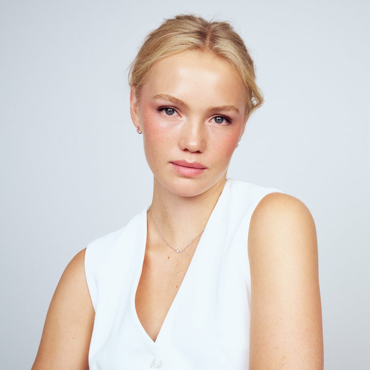 Sterling Silver White Zirconia Lucente Tre Necklace SJ-N2703-CZ