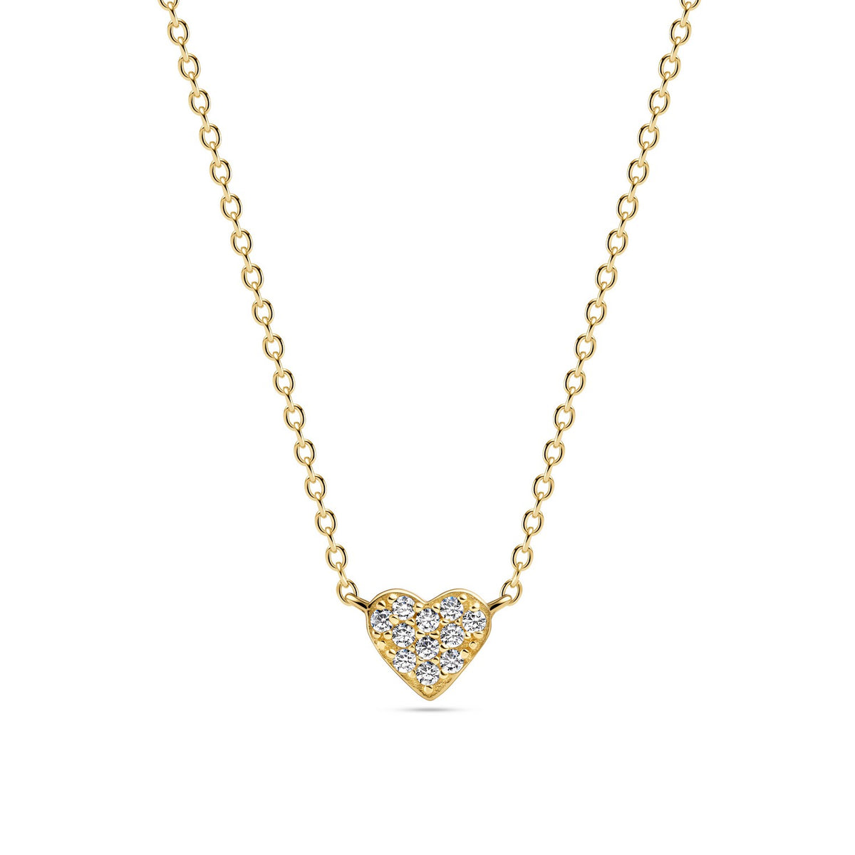 18k Gold Plated White Zirconia Cuore Necklace SJ-N2705-CZ-YG