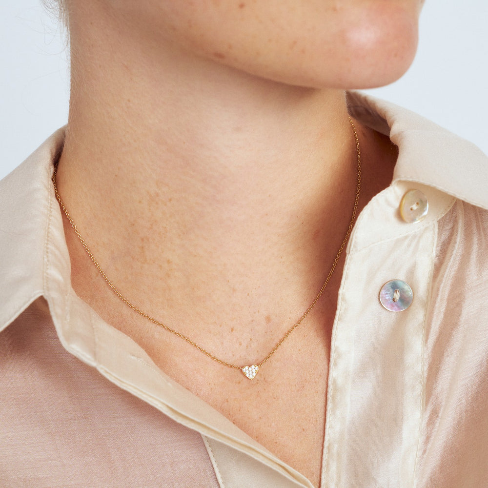 18k Gold Plated White Zirconia Cuore Necklace SJ-N2705-CZ-YG