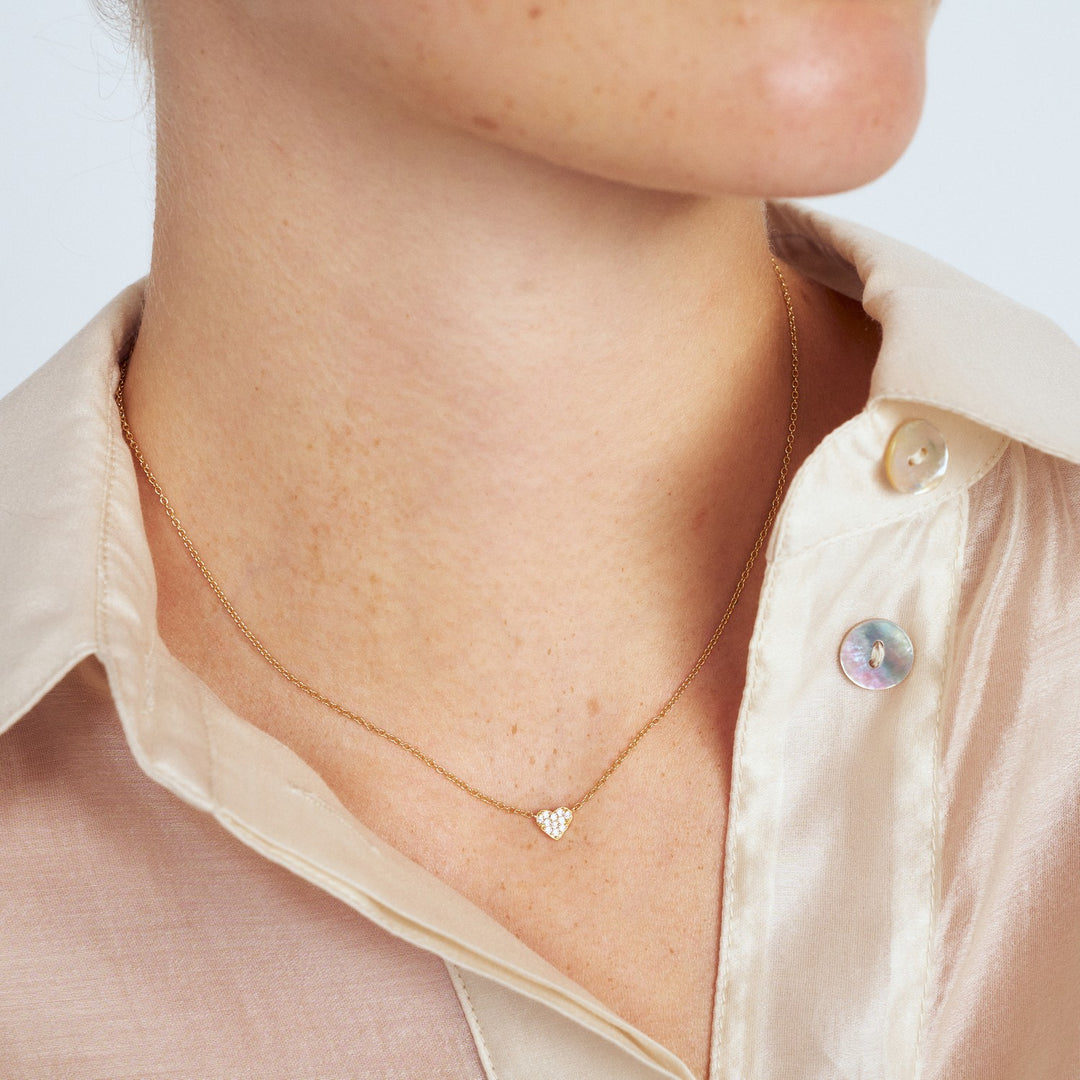 Sterling Silver White Zirconia Cuore Necklace SJ-N2705-CZ