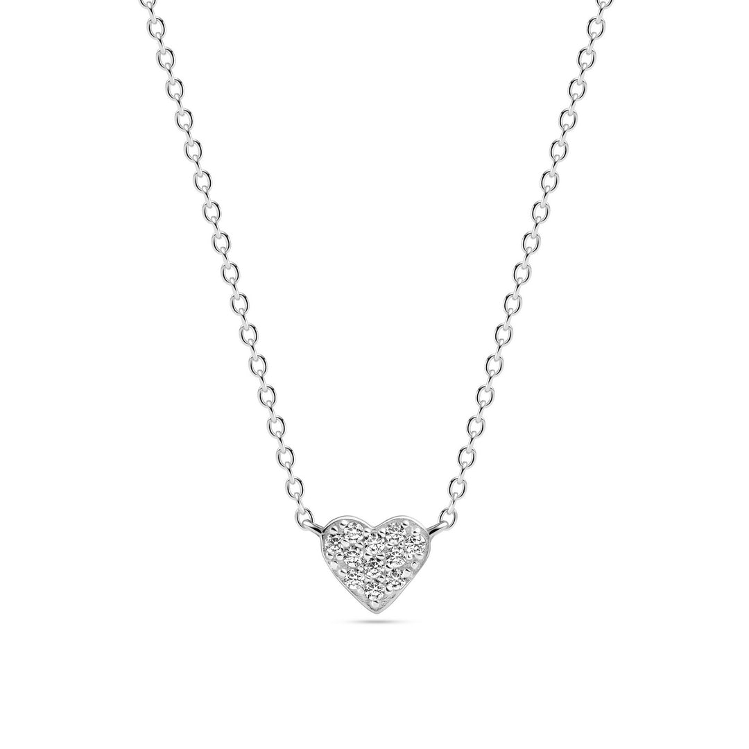 Sterling Silver White Zirconia Cuore Necklace SJ-N2705-CZ