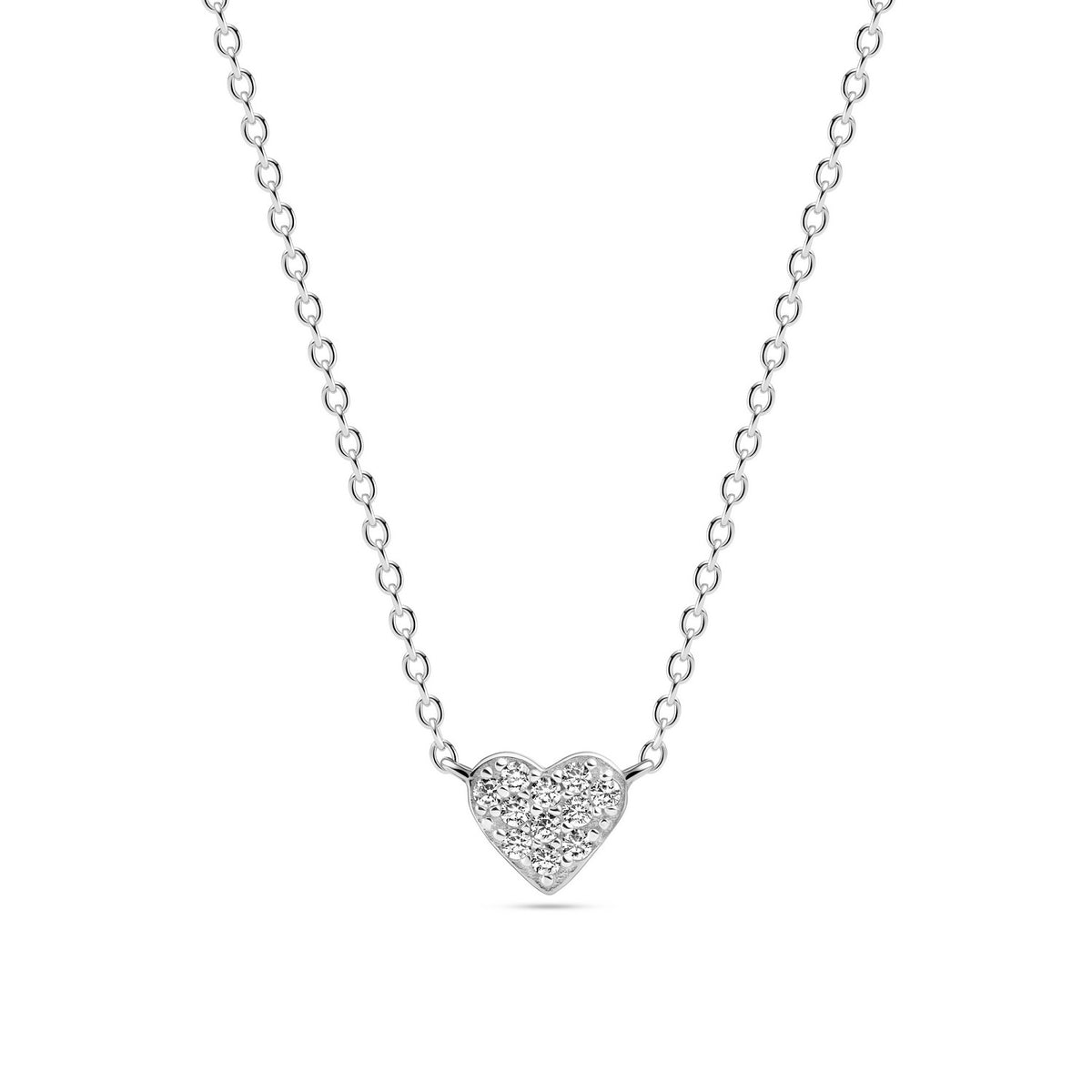 Sterling Silver White Zirconia Cuore Necklace SJ-N2705-CZ