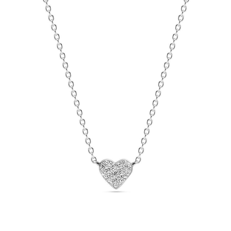 Sterling Silver White Zirconia Cuore Necklace SJ-N2705-CZ