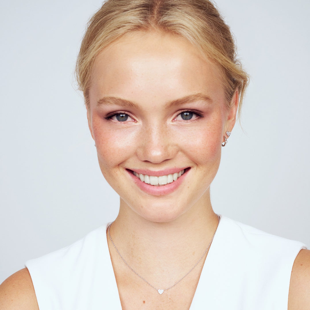 Sterling Silver White Zirconia Cuore Necklace SJ-N2705-CZ