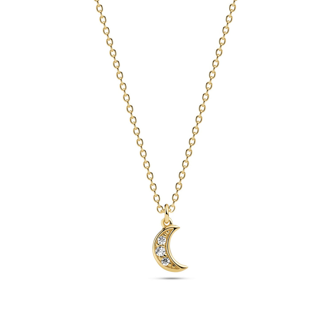 18k Gold Plated White Zirconia Luna Necklace SJ-N2707-CZ-YG